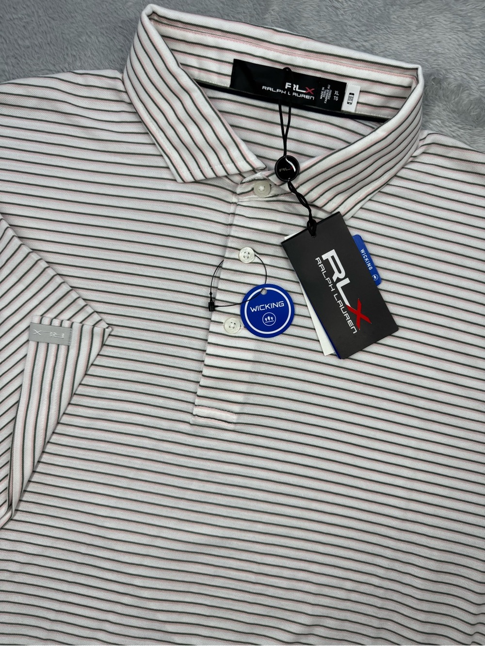 NWT RLX Ralph Lauren Men’s XL Striped Performance Golf Polo